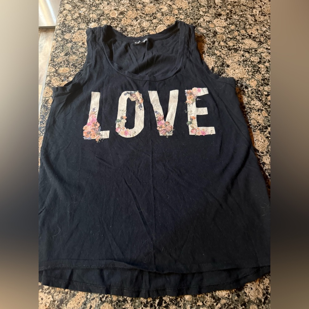 Express Black Tank Top with Floral LOVE Print